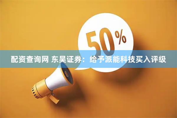 配资查询网 东吴证券：给予派能科技买入评级