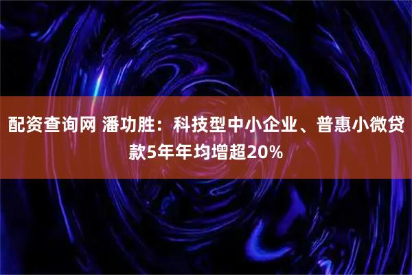 配资查询网 潘功胜：科技型中小企业、普惠小微贷款5年年均增超20%